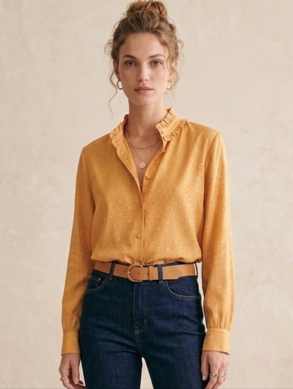 Aritzia Babaton Balboa Blouse Ruffle Long Sleeve Top Size Large Soft Girl Paris